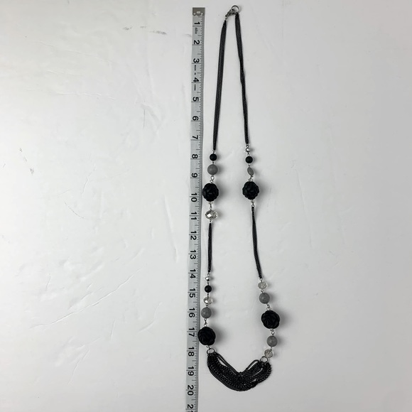 Fashion Jewelry Set Resin Stone Black Tone Chains Necklace & Earring Set NEW - Picture 5 of 5